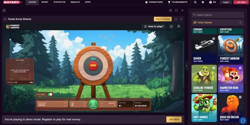 Forest Arrow in battery bets game library